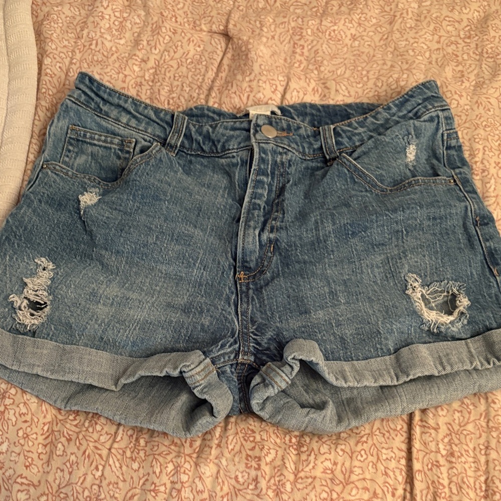 H&M Blue Distressed Jean Shorts